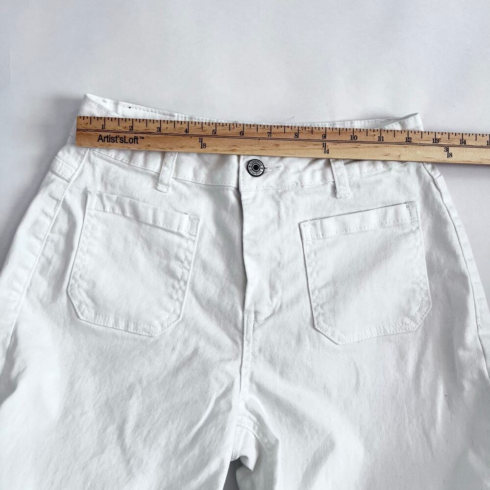 WOMENS WIDE LEG CROPPED JEANS HIGH WAISTED FRONT AND BACK POCKETS WHITE SIZE S - Picture 7 of 12